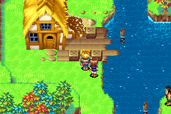 Isaac faces the stack of wooden boxes by a house in Vale and presses A: "Isaac checked the wooden box..." and "but didn't find anything."